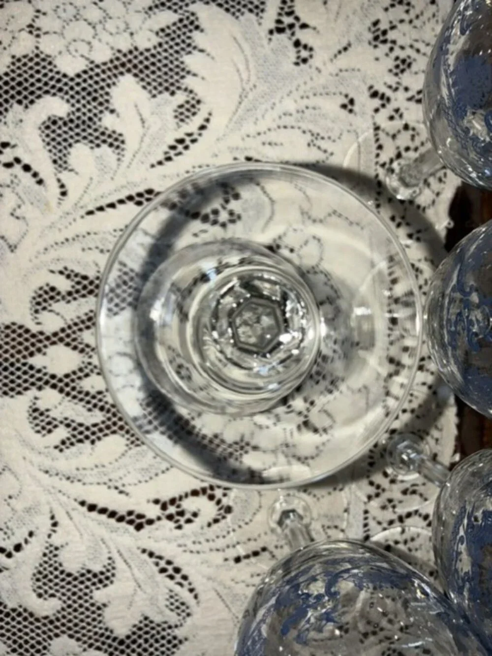 Set of 6 Johnson Brothers Chinese-Inspired Pagoda Blue Willow Wine Glasses